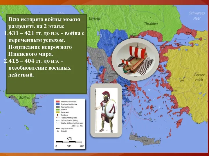 Всю историю войны можно разделить на 2 этапа: 431 –