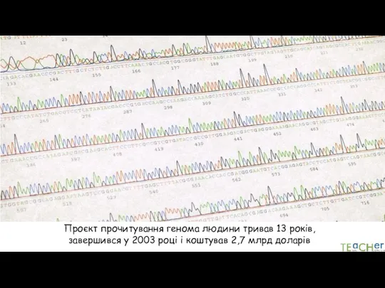 Проєкт прочитування генома людини тривав 13 років, завершився у 2003 році і коштував 2,7 млрд доларів