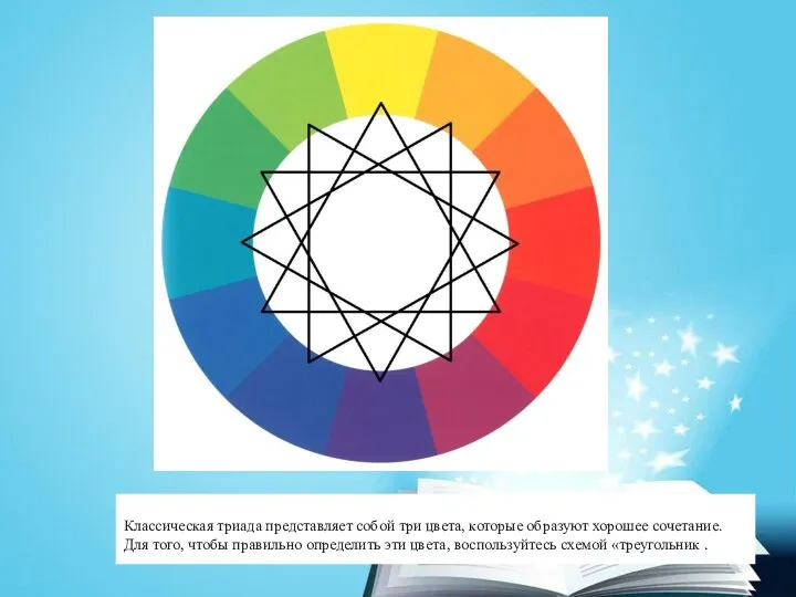 Классическая триада представляет собой три цвета, которые образуют хорошее сочетание.