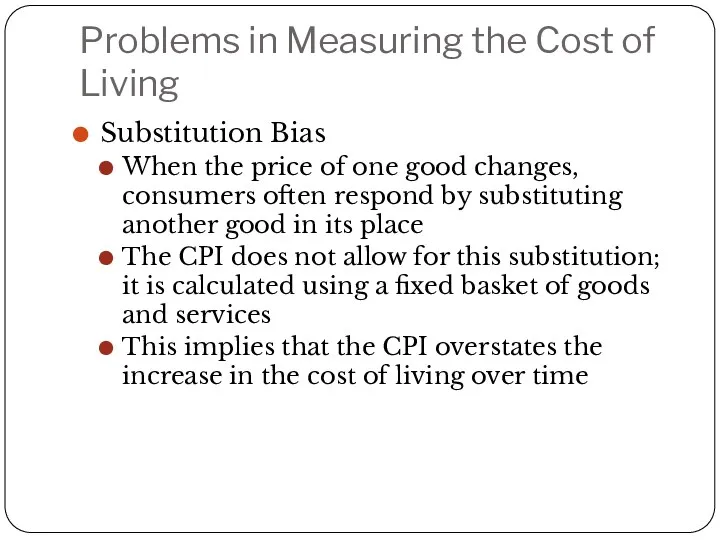 Problems in Measuring the Cost of Living Substitution Bias When