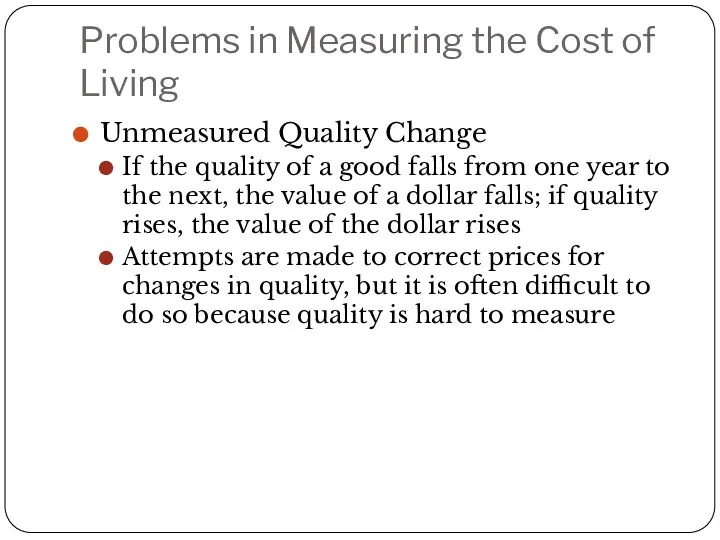 Problems in Measuring the Cost of Living Unmeasured Quality Change