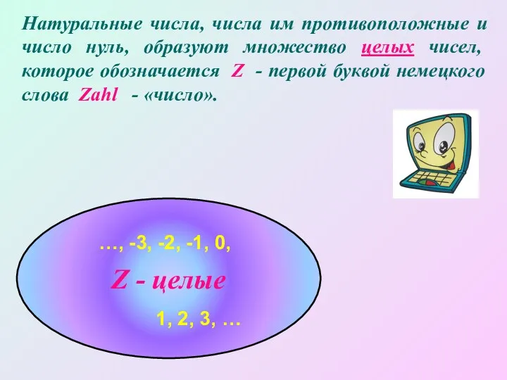 Натуральные числа, числа им противоположные и число нуль, образуют множество