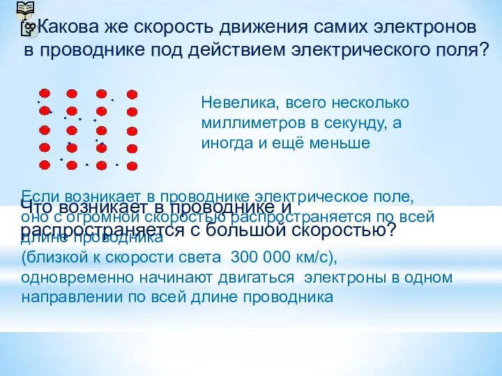 Какова же скорость движения самих электронов в проводнике под действием