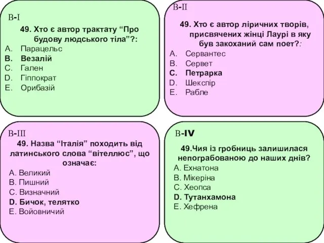 49. Хто є автор трактату “Про будову людського тіла”?: Парацельс