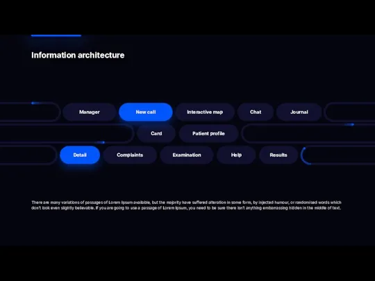 Information architecture Manager Interactive map Chat Journal Patient profile Complaints