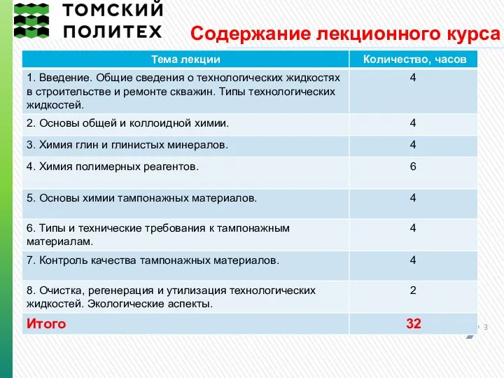 Содержание лекционного курса