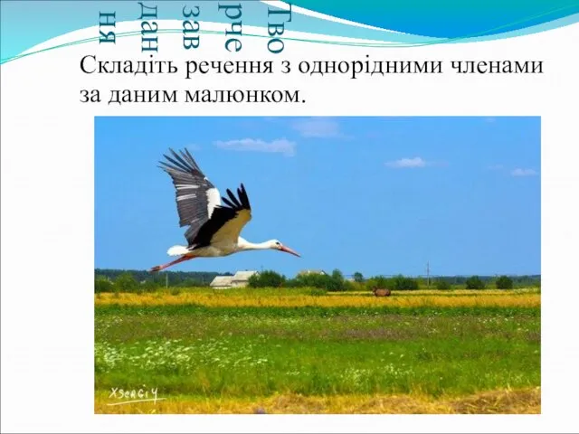 Творче завдання Складіть речення з однорідними членами за даним малюнком.