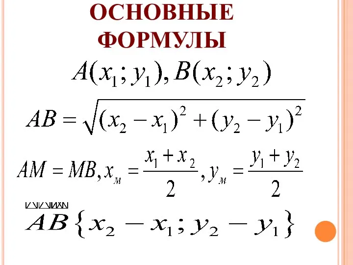 ОСНОВНЫЕ ФОРМУЛЫ