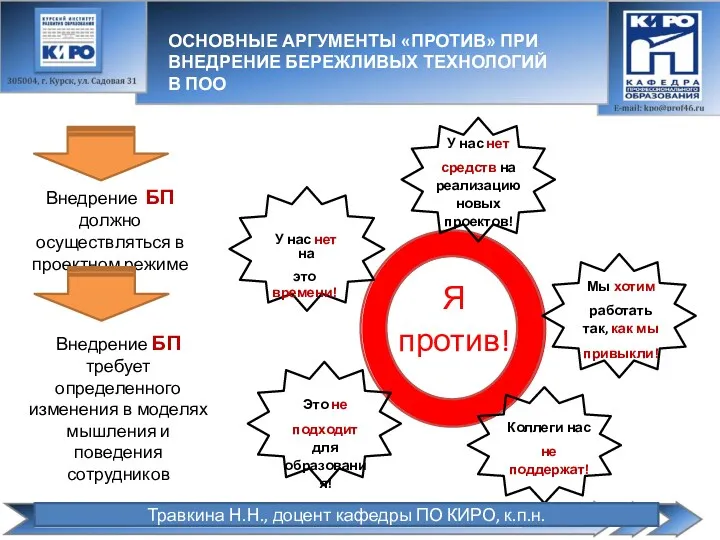 Внедрение БП должно осуществляться в проектном режиме Внедрение БП требует