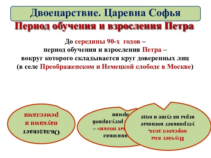 Период обучения и взросления Петра До середины 90-х годов –