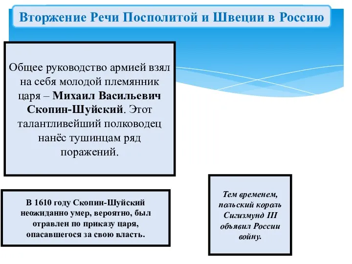 Общее руководство армией взял на себя молодой племянник царя –