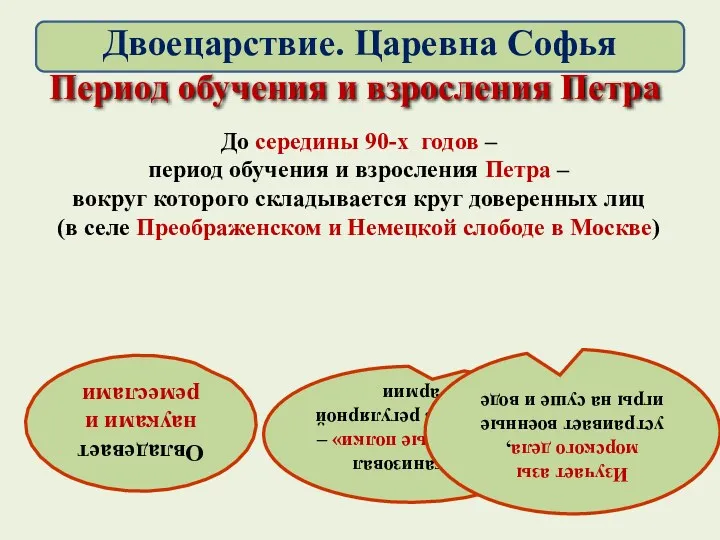 Период обучения и взросления Петра До середины 90-х годов –