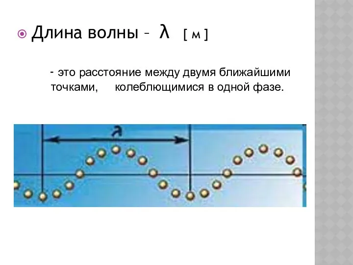 Длина волны – λ [ м ] - это расстояние