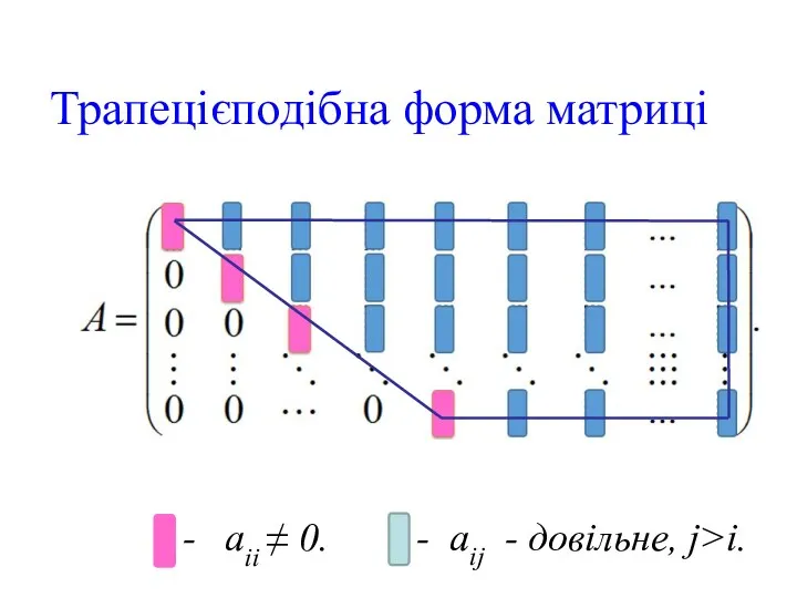 Трапецієподібна форма матриці - aii ≠ 0. - aij - довільне, j>i.