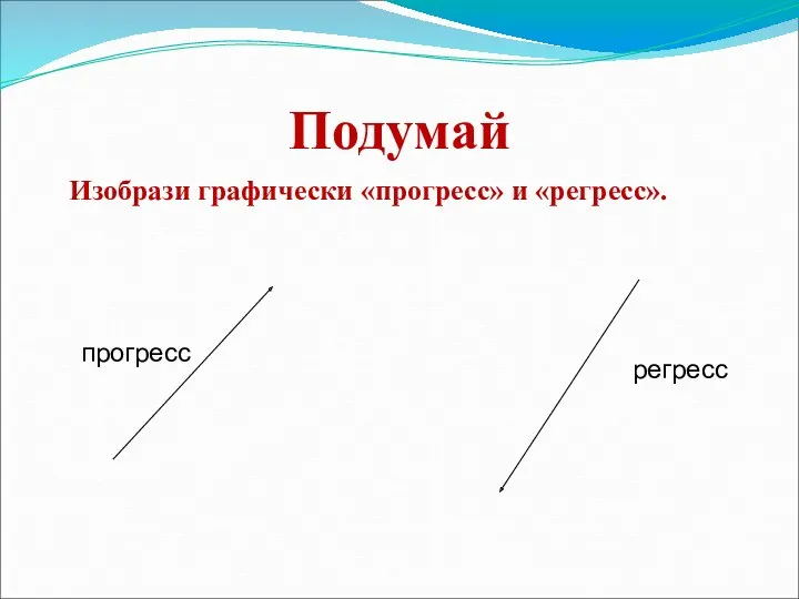 Подумай Изобрази графически «прогресс» и «регресс». прогресс регресс