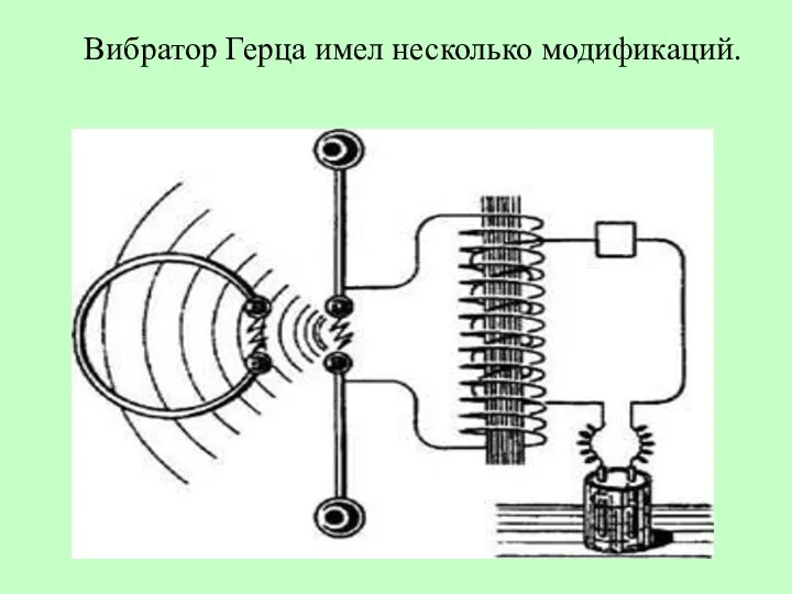 Вибратор Герца имел несколько модификаций.