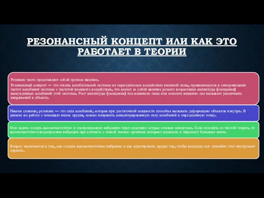 РЕЗОНАНСНЫЙ КОНЦЕПТ ИЛИ КАК ЭТО РАБОТАЕТ В ТЕОРИИ