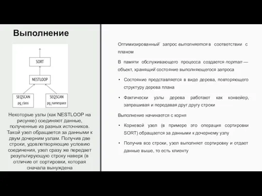 Выполнение Оптимизированный̆ запрос выполняется в соответствии с планом В памяти