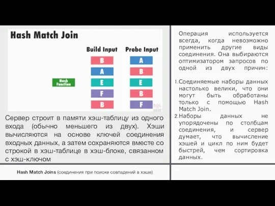 Операция используется всегда, когда невозможно применить другие виды соединения. Она