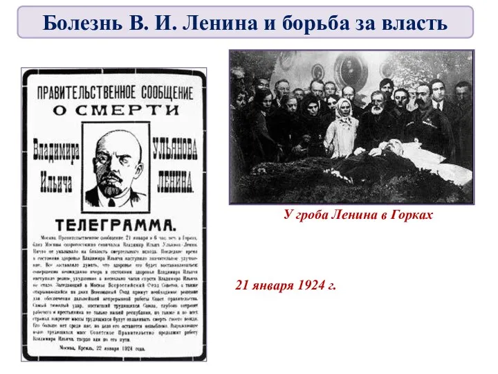 У гроба Ленина в Горках 21 января 1924 г. Болезнь