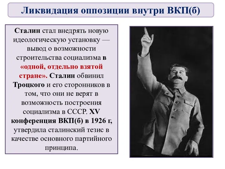 Сталин стал внедрять новую идеологическую установку — вывод о возможности