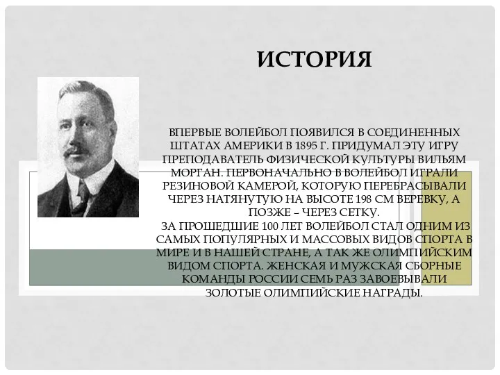 ИСТОРИЯ ВПЕРВЫЕ ВОЛЕЙБОЛ ПОЯВИЛСЯ В СОЕДИНЕННЫХ ШТАТАХ АМЕРИКИ В 1895