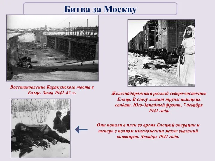 Восстановление Каракумского моста в Ельце. Зима 1941-42 гг. Железнодорожный разъезд