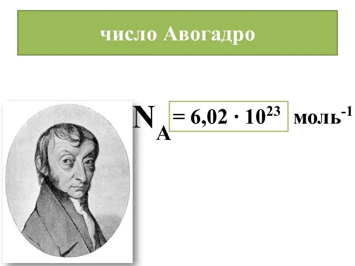 число Авогадро NА = 6,02 ∙ 1023 моль-1