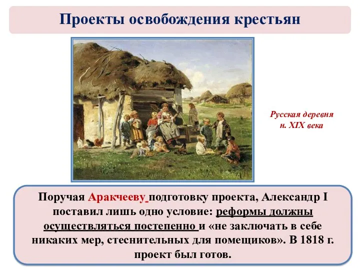 Поручая Аракчееву подготовку проекта, Александр I поставил лишь одно условие: