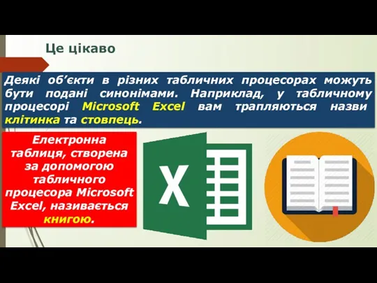 Це цікаво Деякі об’єкти в різних табличних процесорах можуть бути