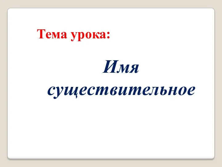 Тема урока: Имя существительное