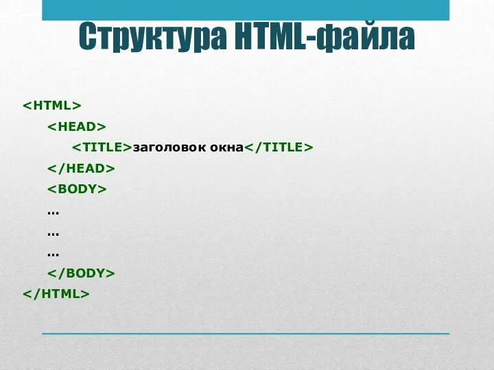 Структура HTML-файла заголовок окна … … …