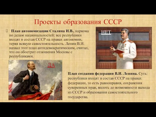 Проекты образования СССР План автономизации Сталина И.В., наркома по делам