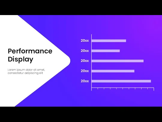 Performance Display Lorem ipsum dolor sit amet, consectetur adipiscing elit 20xx 20xx 20xx 20xx 20xx