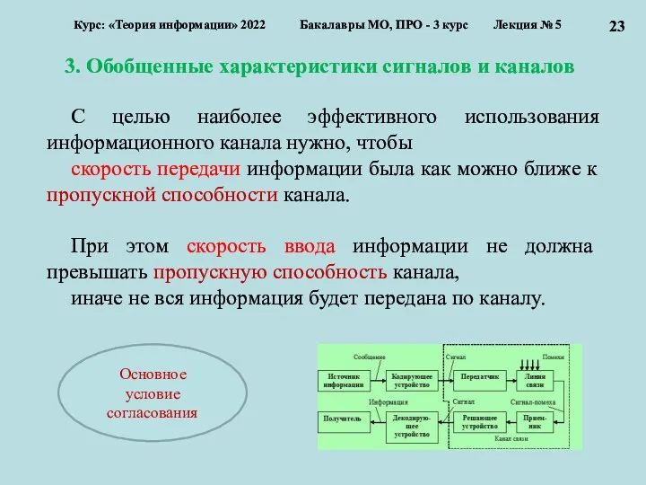 3. Обобщенные характеристики сигналов и каналов Курс: «Теория информации» 2022