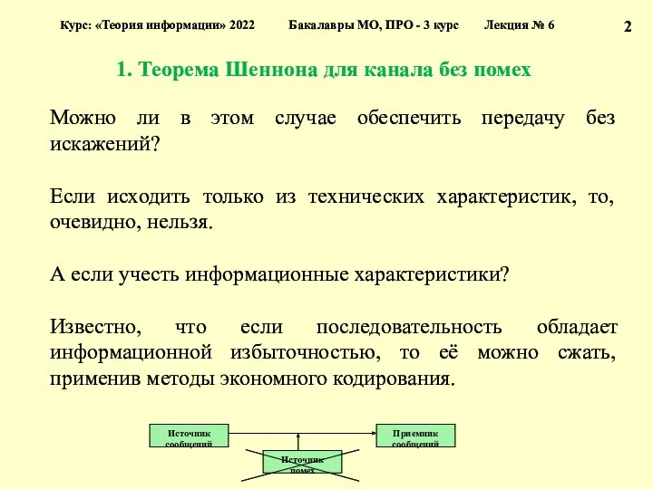 2 Курс: «Теория информации» 2022 Бакалавры МО, ПРО - 3