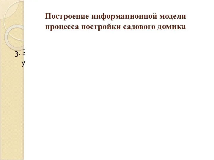 Построение информационной модели процесса постройки садового домика 3. Зададим атрибуты