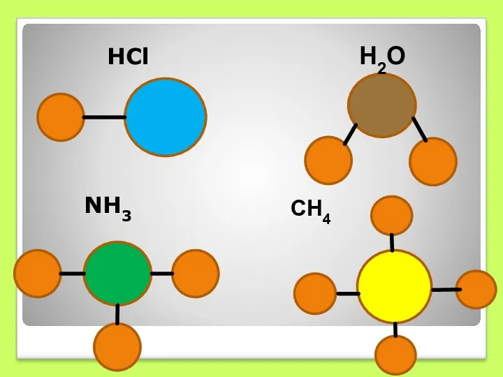 НСl NН3 H2O СН4