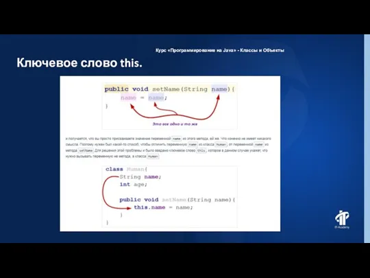 Ключевое слово this. Курс «Программирование на Java» - Классы и Объекты