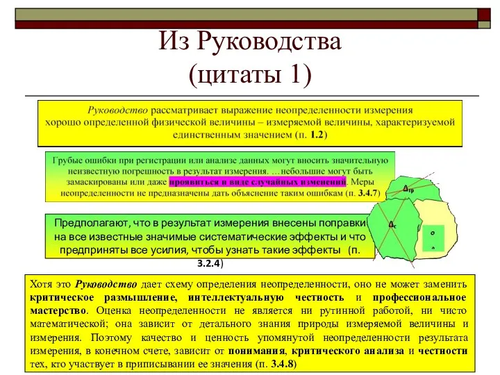 Из Руководства (цитаты 1) Предполагают, что в результат измерения внесены