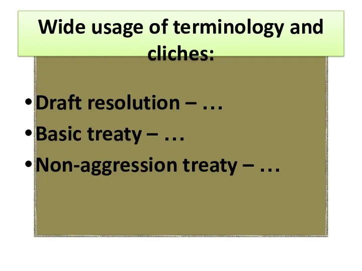 Wide usage of terminology and cliches: Draft resolution – …