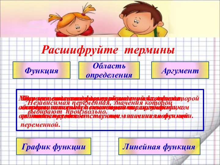 Зависимость между двумя переменными, при которой каждому значению независимой переменной