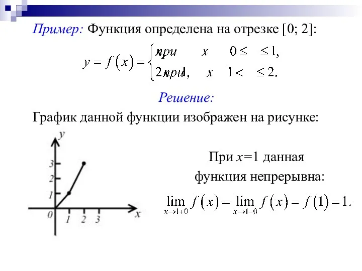 Пример: Функция определена на отрезке [0; 2]: Решение: График данной