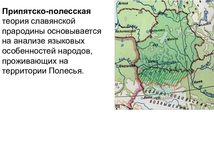 Припятско-полесская теория славянской прародины основывается на анализе языковых особенностей народов, проживающих на территории Полесья.