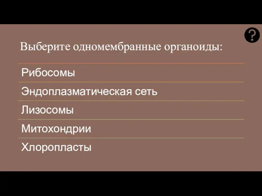 Выберите одномембранные органоиды: