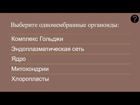 Выберите одномембранные органоиды: