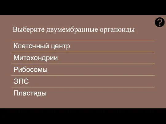 Выберите двумембранные органоиды