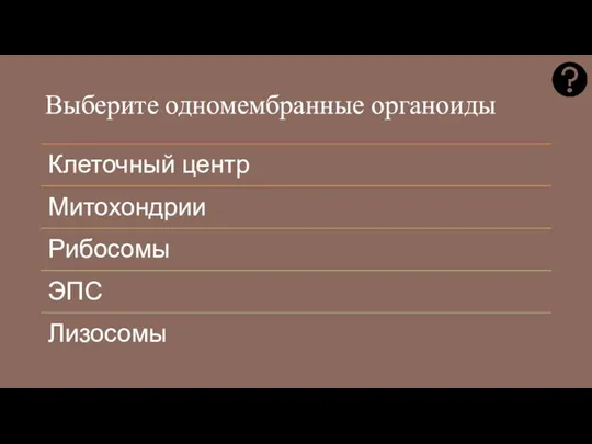 Выберите одномембранные органоиды