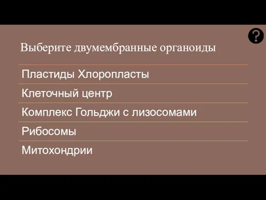 Выберите двумембранные органоиды