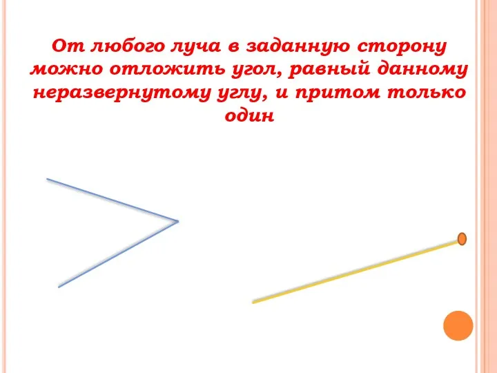 От любого луча в заданную сторону можно отложить угол, равный